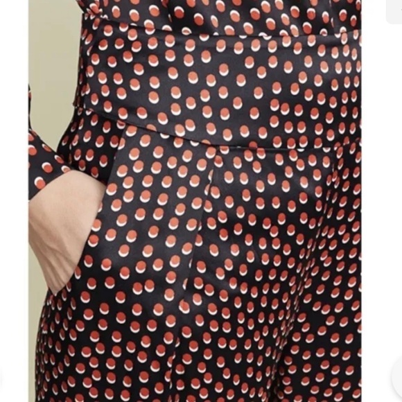 L’agence Adrienne Silk Pants Size Relaxed Fit Black Red Polka Dots $365 - Picture 2 of 12